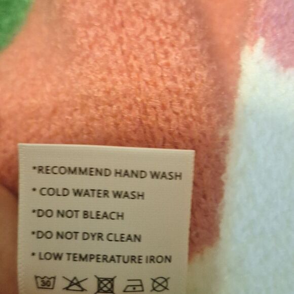 Jascls pink green striped thick knit colorblock cardigan sweater One size - Picture 5 of 5